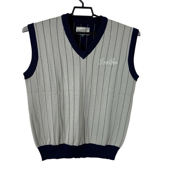 Bogey Boys Men's M Pinstripe Sweater Vest Gray Navy New 9769 - Picture 1 of 13